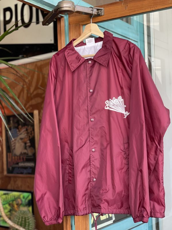 画像2: SIXHELMETS CHOPPERS DRAWN BY HOODOOMAN VTG COACH JACKET WINE RED XL