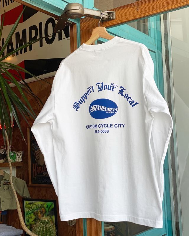 画像1: SIXHELMETS CHOPPERS “SUPPORT YOUR LOCAL” L/S T-SHIRT WHITE×ROYAL BLUE