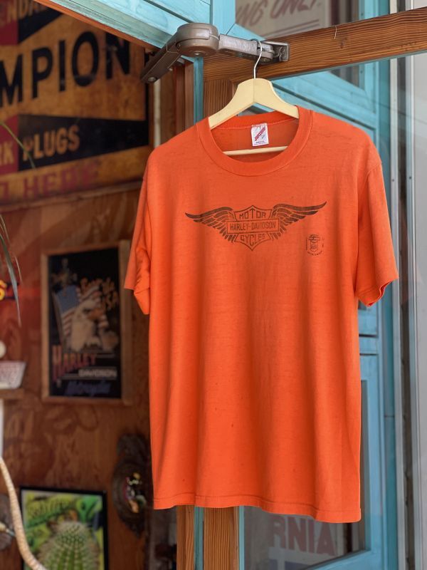 画像1: HARLEY DAVIDSON ROBINSON DAYTONA BEACH VTG T-SHIRT ORANGE L