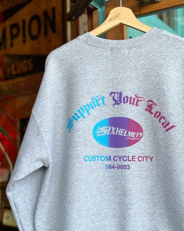 画像3: SIXHELMETS CHOPPERS“SUPPORT YOUR LOCAL”SWEATSHIRT GRAY×BLUE GRADATION