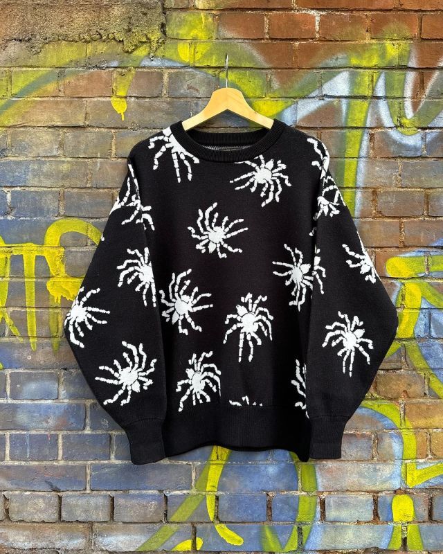 画像1: SIXHELMETS TARANTULA JACQUARD KNIT SWEATER BLACK