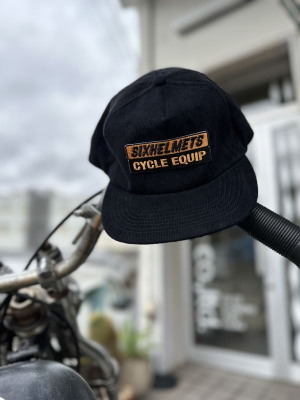 SIXHELMETS CYCLE EQUIP CORDUROY CAP BLACK×YELLOW GOLD - sixhelmets quality  clothes