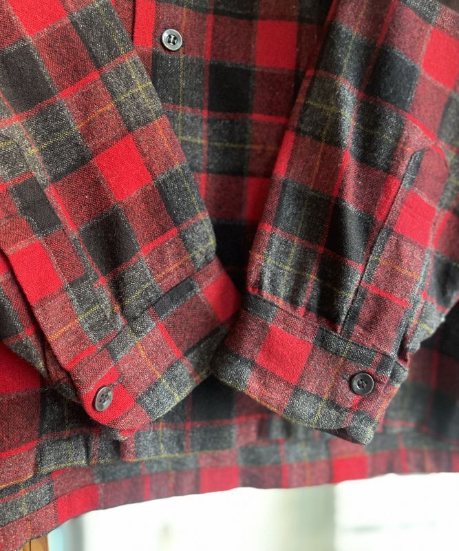 画像5: 50s PENDLETON VTG WOOL SHIRT RED×BLACK L