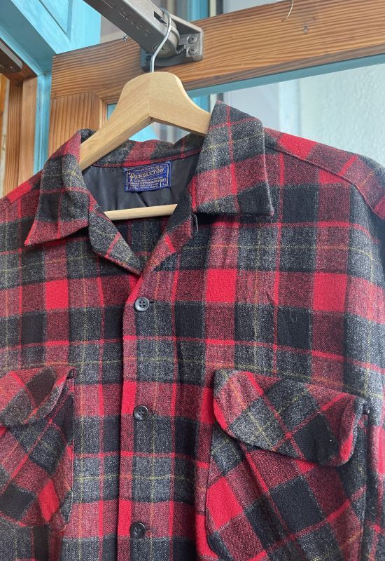 画像4: 50s PENDLETON VTG WOOL SHIRT RED×BLACK L