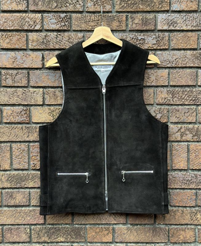 画像1: THE GOOD LETHER VEST SUEDE BLACK