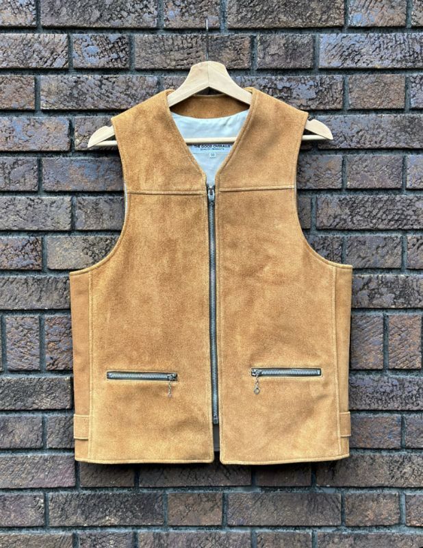 画像1: THE GOOD LETHER VEST SUEDE CAMEL