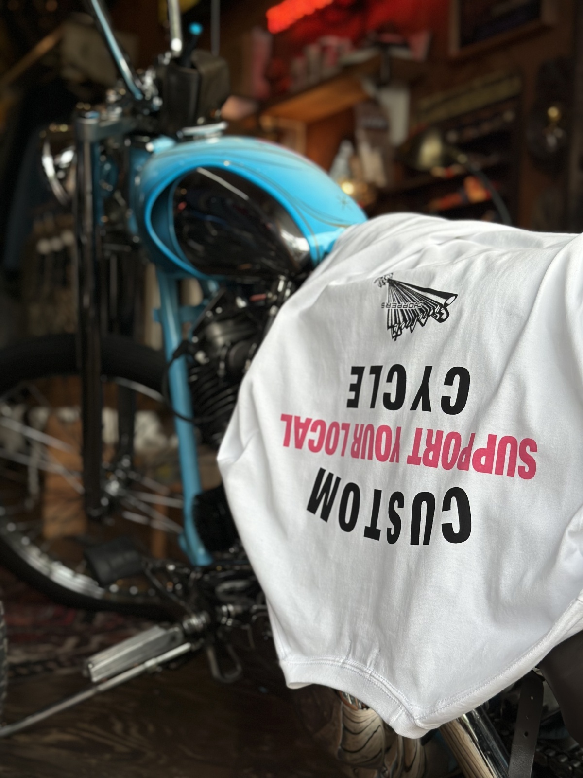 画像2: SIXHELMETS CHOPPERS “SUPPORT YOUR LOCAL CUSTOM CYCLE” L/S T-SHIRT WHITE×PINK