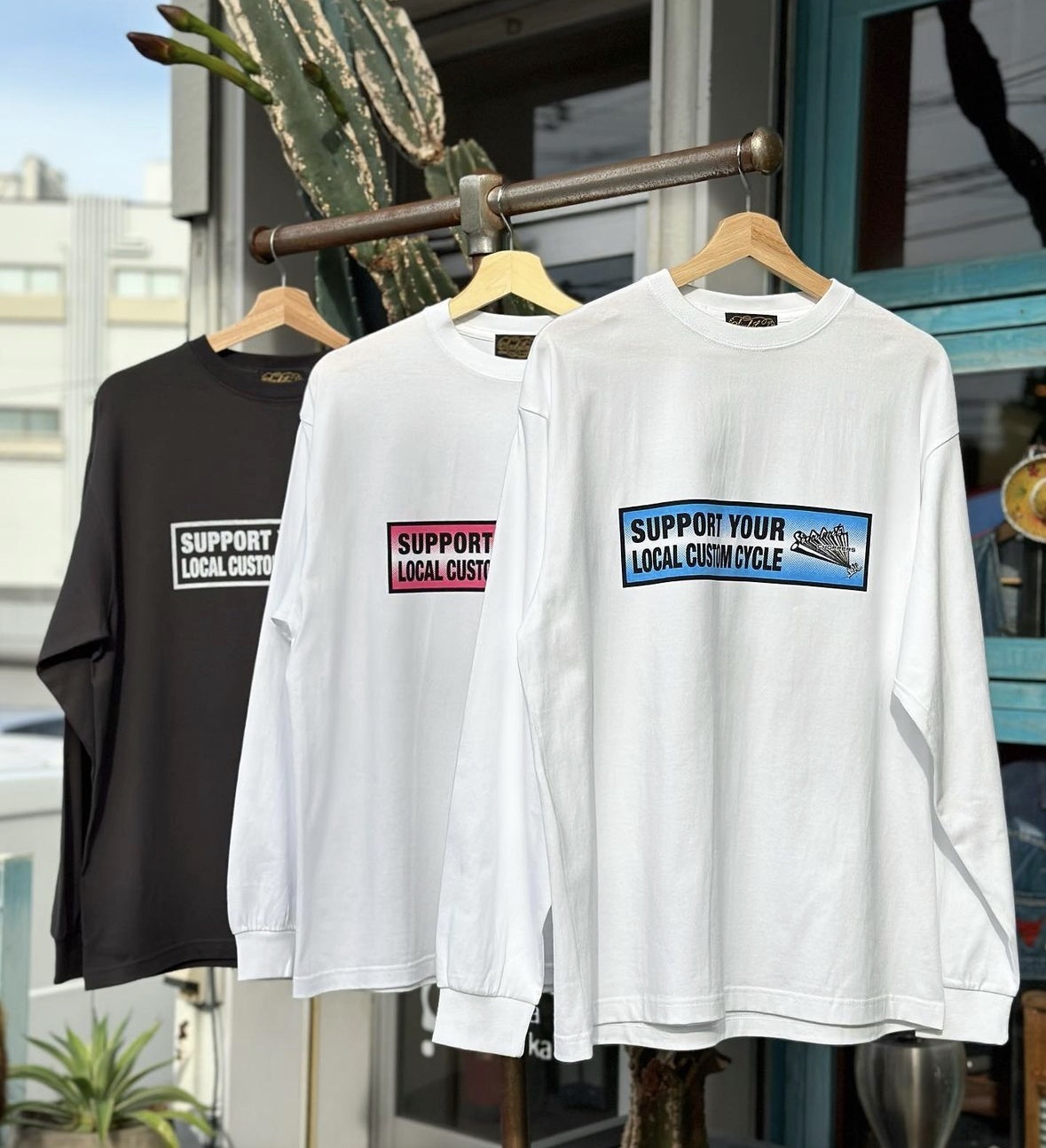 画像4: SIXHELMETS CHOPPERS “SUPPORT YOUR LOCAL CUSTOM CYCLE” L/S T-SHIRT SUMI×WHITE