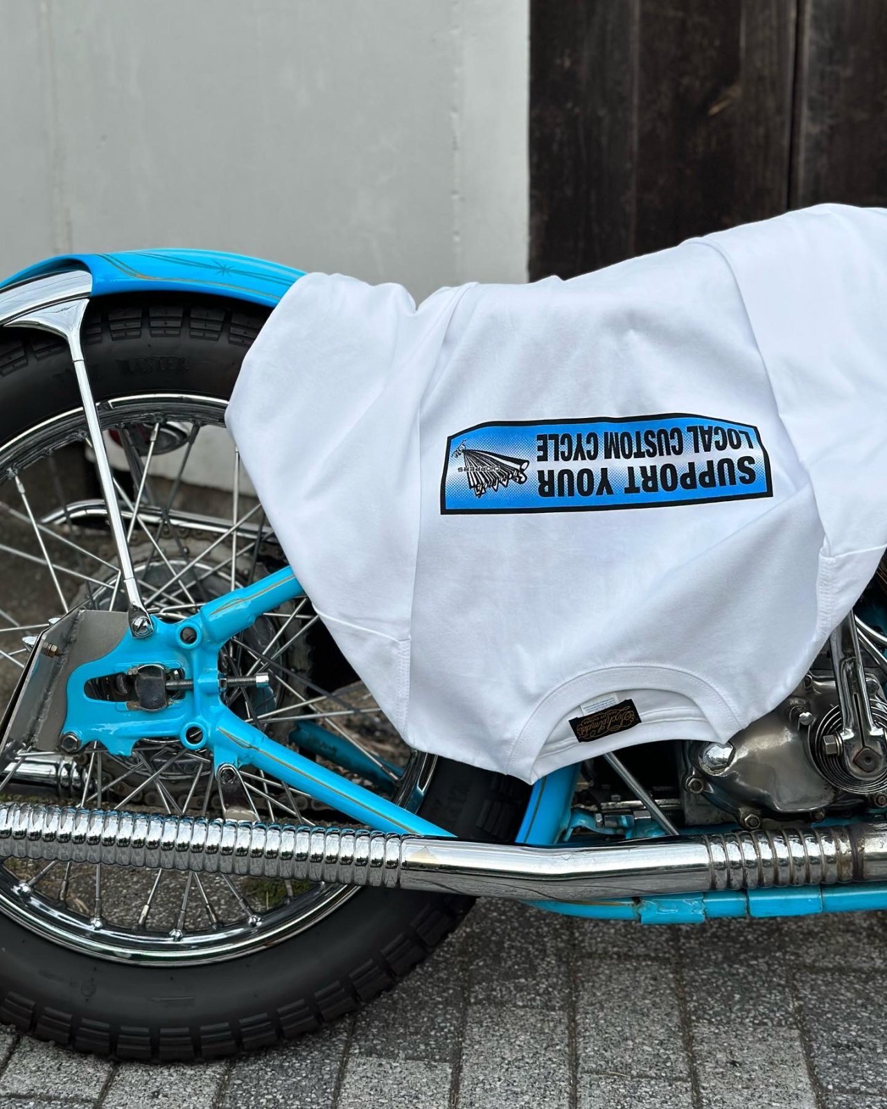 画像1: SIXHELMETS CHOPPERS “SUPPORT YOUR LOCAL CUSTOM CYCLE” L/S T-SHIRT WHITE×SAXE