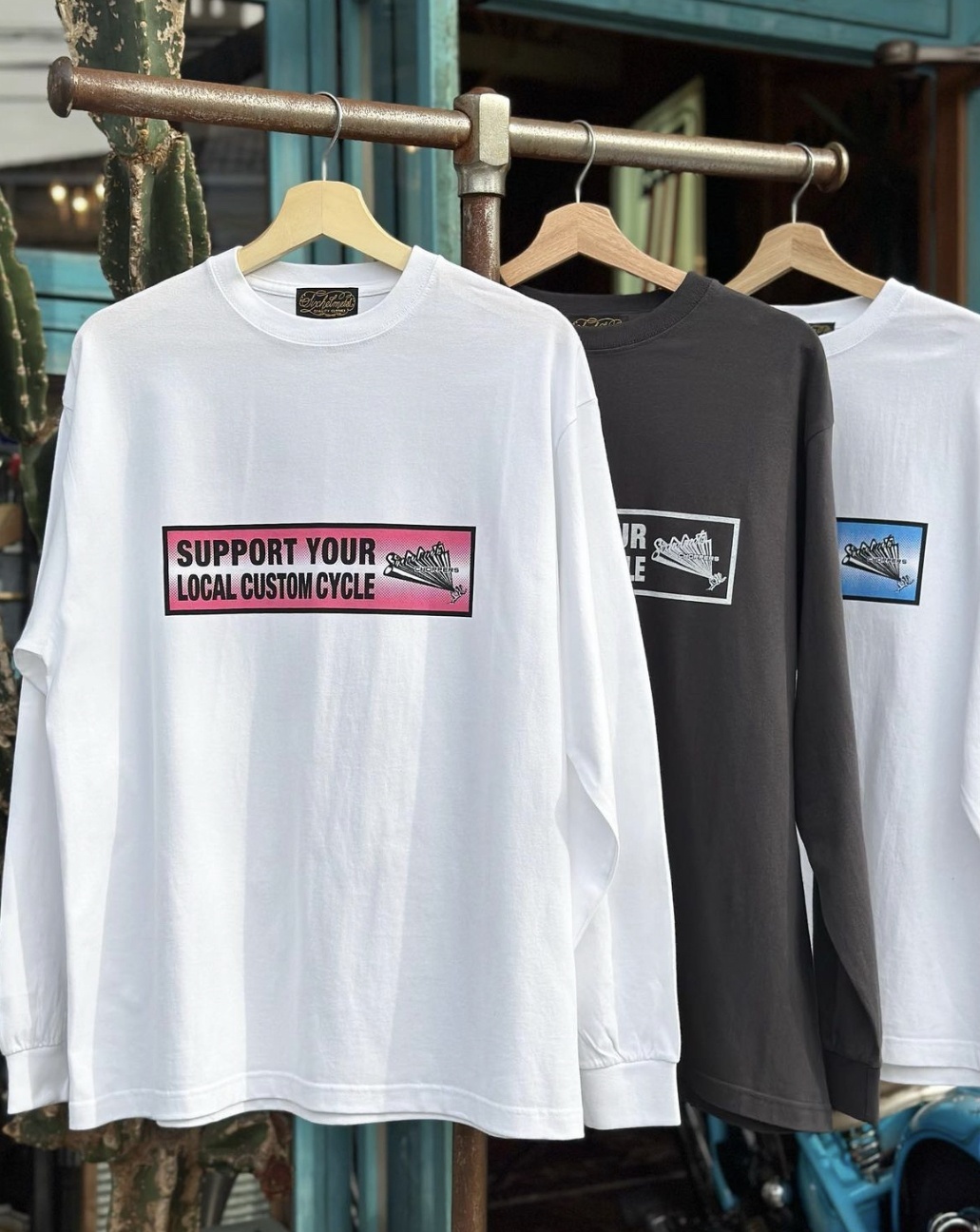 画像3: SIXHELMETS CHOPPERS “SUPPORT YOUR LOCAL CUSTOM CYCLE” L/S T-SHIRT WHITE×PINK