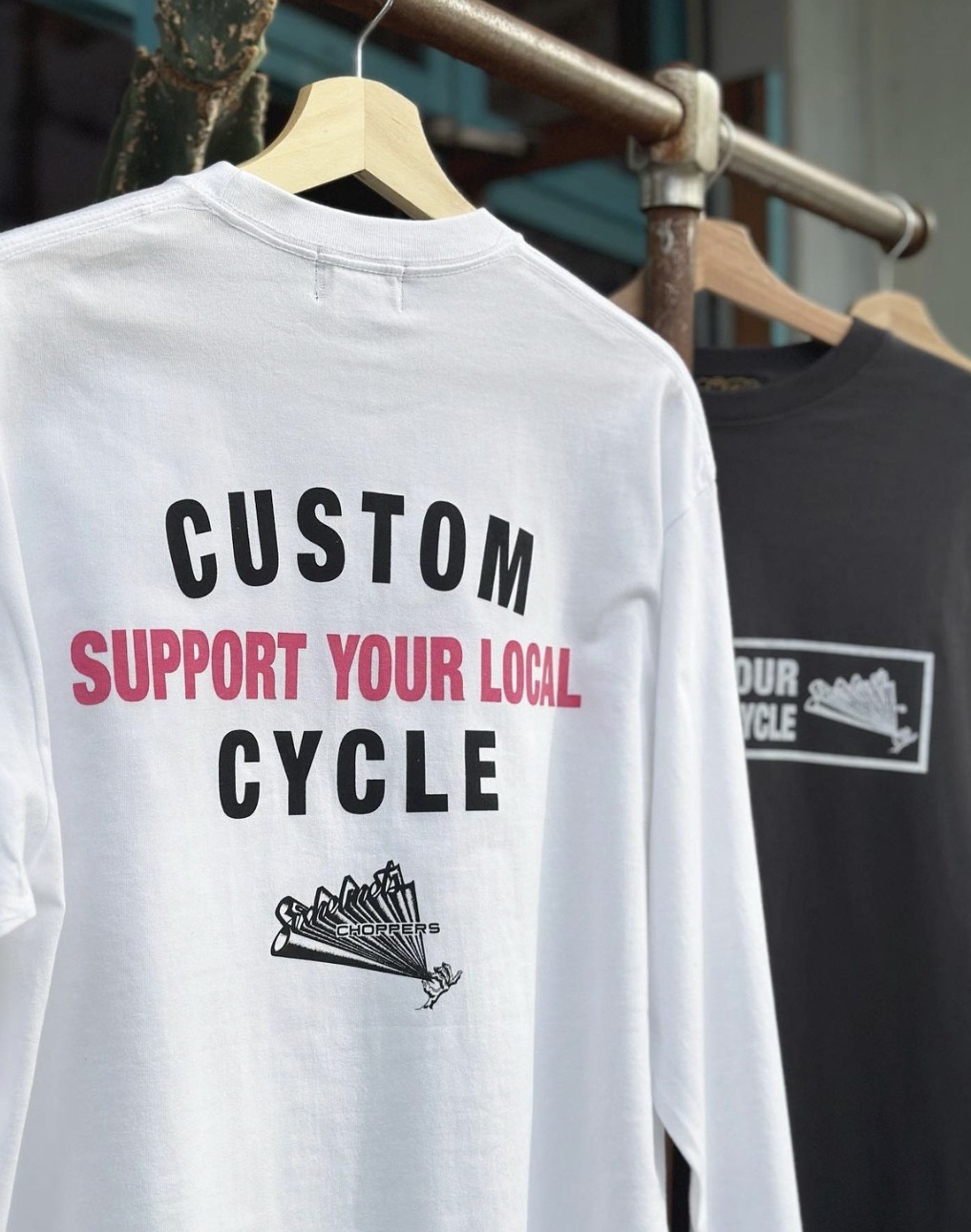 画像4: SIXHELMETS CHOPPERS “SUPPORT YOUR LOCAL CUSTOM CYCLE” L/S T-SHIRT WHITE×PINK