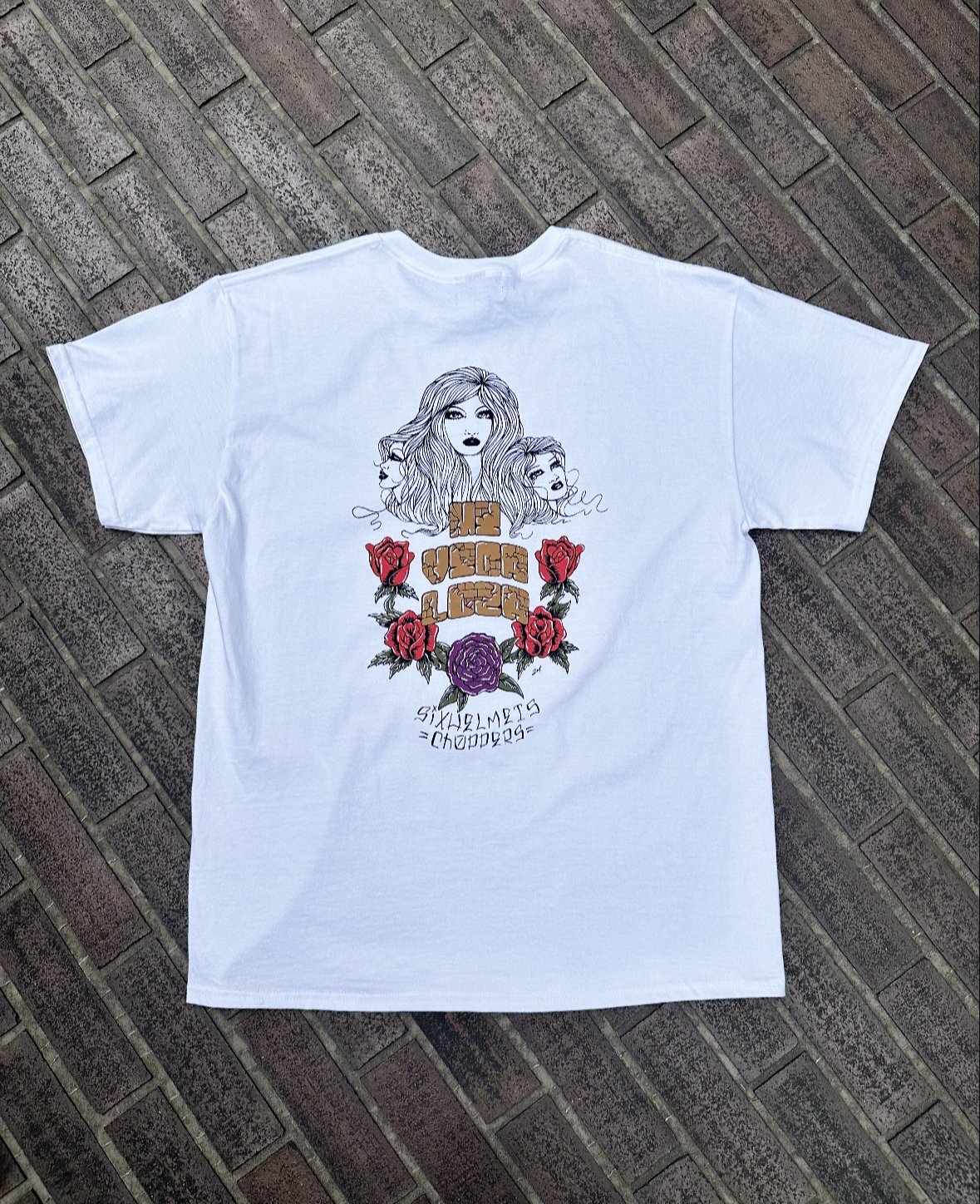 画像2: SIXHELMETS CHOPPERS “MI VIDA LOCA” T-SHIRT DRAWN BY BOULEVARD FEVER ART WHITE