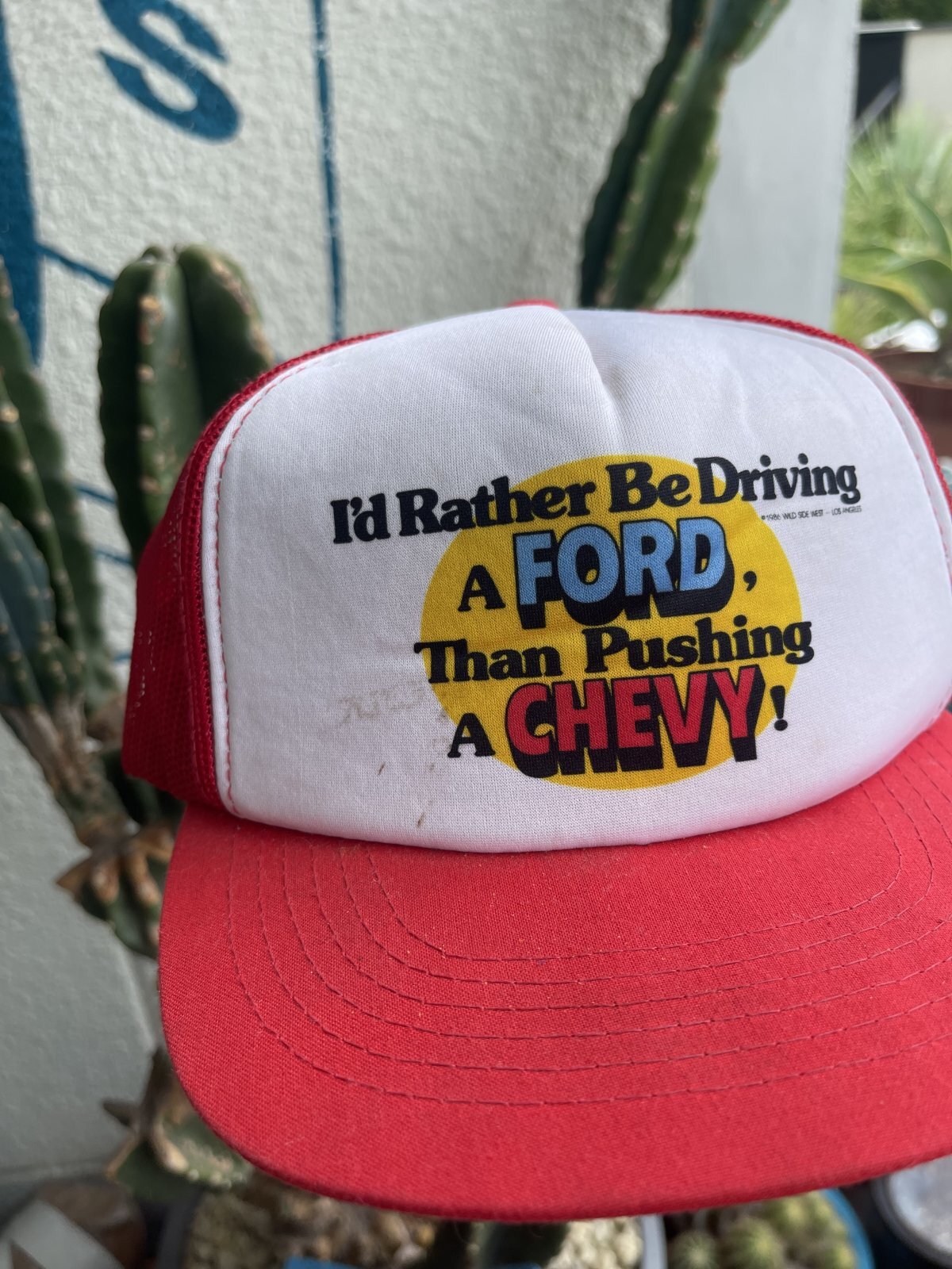 画像5: 1986 I'D RATHER DRIVE A FORD THAN PUSHING A CHEVY MESH CAP